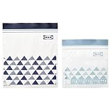 IKEA イケア ISTAD イースタード プラスチック袋 フリーザーバッグ 2サイズセット v0042 ジッパー袋 箱あり(S/模様入り・ブルー/v70525655)