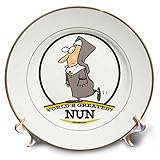 Dooni Designs Worlds Greatest漫画 – Funny Worlds Greatest Nun Cartoon – プレート 8" cp_103393_1