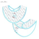 (ボリボンウーフ)boribon oeuf スタイ/ビブ/よだれかけ(キャド柄)/ブルー