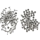 KUKU工房 両面カシメ レザークラフト材料 100組セット (頭3mmｘ足3mm, シルバー)