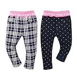 ベビー服 女の子  レギパン ボトム 裏ボア ストレッチ 格子 水玉 ラメ ロゴ レース 女児 ベビー (1.格子/80cm)