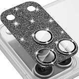 For iPhone 17 Pro Max カメラフィルム カメラ保護 Lucktree iPhone 17 Pro Max カメラカバー 強化ガラス 高透過率 アルミ合金 耐衝撃 キズ防止 露出オーバー防止 一体化 全面保護 気泡ゼロ 指紋防止 貼り付け簡単 (ブラック)
