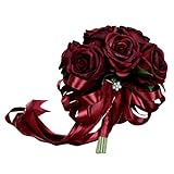 Kesoto ウェディング　ボンネット　ロマンチック　ローズ　フラワー　ウェディングブライ　ダルブーケ　手花　ワインレッド