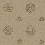 Warner BRL98087 Meadow Medallion Wallpaper, Espresso [並行輸入品]
