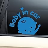 Boy Baby In Carビニールデカールラップトップ車トラックバンパーウィンドウステッカーブルー(安全サイン)