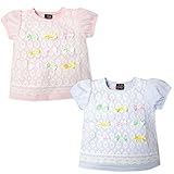 (ピンク/95cm)ベビー服 女の子 Tシャツ 半袖 Dolly Ribbon ドーリーリボン Aライン レース装飾 パフスリーブ袖 リボン装飾 女児 ベビー