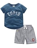 （マクスリンディー）MaxLindy パジャマ ボーイズ 子供服 赤ちゃん服 上下セット 半袖 ショートパンツ 英字柄 カジュアル 1－5歳 品質認証 綿100% キッズ（ネイビー,120CM）
