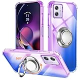 Motorola MOTO G64 5G ケース/ G64Y 5G ケース リング TPU 薄型 軽量 シリコン グラデーション色 Moto g64 5G/g64y 5G カバー 耐衝撃 指紋防止 車載ホルダー対応 防塵 一体型 人気 携帯カバー(パープルブルー)