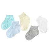 5パック幼児ベビーボーイズコットン通気メッシュ薄い靴下0-2歳