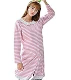 【小丸子の花轮クン】コットンだから肌に優しい！ マタニティ 授乳口付き ルームウェア コットン 100％绵 前開き 産前産後 セットアップ ワンピース (Ｌ, ピンク)