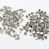 KUKU工房 両面カシメ レザークラフト材料 100組セット (頭8mmｘ足10mm, シルバー)