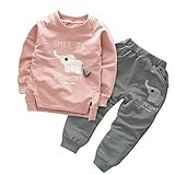 Ochine 新生児　幼児　長袖　上着+パンツ　二点セット　女の子　コットンブレンド　かわいい象プリント　ウエスト ゴム 仕様 セットアップ 子供服　ベビー服　カバーオール　出産祝い　普段着 ユニセッ