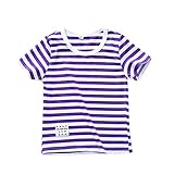 ユニセックス幼児ボーイズガールズTシャツ子供ベビーコットンストライプシャツ2 – 8t カラー: パープル