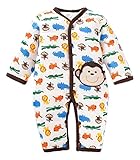 (ポルトプエルト) Porto Puerto カバーオール ベビー 赤ちゃん 男女兼用 80cm お猿さん柄 動物柄 苺柄 蜂さん柄 冬 足つき (アニマル柄)