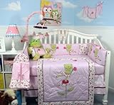 SoHoTwin froggie Tales Baby Crib Nursery Bedding Set 13 pcs included Diaper Bag with Changing Pad & 