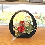 [florence du]プリザーブドフラワー レッド&ホワイトバラ 4輪アレンジメント クリアケース付