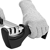 包丁研ぎ器 シャープナー 包丁研ぎ 研ぎ器 三段階研ぎ 粗研ぎ/細研ぎ/ 仕上げ研ぎ (包丁研ぎ+防刃手袋セット)