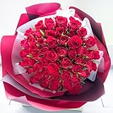 フラワーキッチン バラ 50本の 花束 ブーケ (レッド：バイカラー) バラの花束