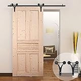 WinSoonダブルホイールスライド式クローゼットバーンドアハードウェアキットブラックwith Big Y Shaped Hangers for Singleドア( 15ft Singleドアトラック