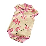CHOUeTTe ベビー服 ロンパース チャイナ風 花柄 バラ 水玉 柄色サイズ多数 新生児～2歳半まで 前開き 半袖 綿100% 可愛い 出産祝い 誕生日プレゼントにもどうぞ オリジナルタオル付き 
