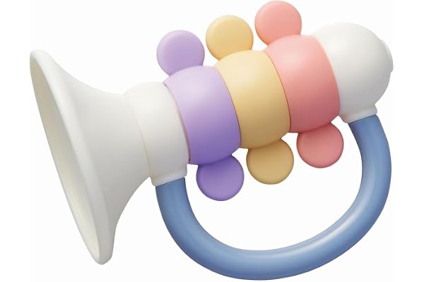 トイローヤル ラ♪の音のゆびあそびラッパ (水洗い可能/歯固め) がらがら 握りやすい 赤ちゃん ベビー おもちゃ 柔らか素材 ネジ不使用