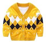 (コ-ランド) Co-land 子供服 カーディガン ニット 男の子 セーター キッズ アウター Vネック 長袖 スクール 発表会 入学式 秋 冬 59 イエロー