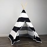 AniiKiss 6' Giant Canvas Kids Teepee Play Tent (Black Stripes) [並行輸入品]