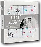 SWADDLE BLANKET x2 - The Ideal Baby Gift! - Lovely Muslin Swaddle Blankets From Agreeably Soft & Bre