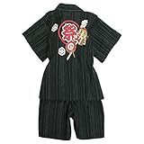 甚平 ベビー 男の子 綿100% しじら織り じんべい スーツ上下 子供甚平 黒 95cm