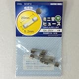 OHM ミニ管 ヒューズ 10A-250V 4本 (04-1678)