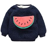 [スゴフィ]SGFY　 ボーイズ スウェット 女の子 男の子 キッズ 暖かい ベビー トレーナー パーカー 長袖 子供服 おしゃれ かわいい 秋 冬 春 ボアフリース 裏起毛 スイカ柄 2色 (100