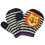 ミトン手袋 キッズ ベビー 男の子 子供用 ライオン柄ワッペン 伸縮 ニットグローブ ネイビー 3-5才