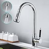 hotbest キッチン蛇口 シャワー 混合水栓 キッチン用水栓 伸縮ノズル シングルレバー ハンドシャワー キッチン用混合栓シャワー 360°回転スイベルスパウト ホース付き