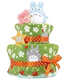 おむつケーキ トトロ 2段 出産祝い ベビーギフト タオル ガラガラ ぬいぐるみ ジブリ ネコバス totoro1