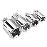 Longruner 4PCS CRVソケットビット ソケットアダプターと減速機セット 1/4" 3/8" 1/2"インチ インパクトレンチツール ソケットアダプターセットが適応 LC04