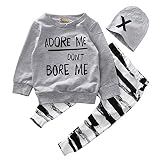 Supplylink　ベビー　子供服　綿　ロングスリーブ シャツ　プリント　英字　ロングパンツ　キャップ　3点セット　超柔らかい　七五三 可愛い　【対象月齢:6-12ヶ月頃】
