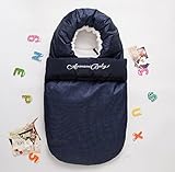 【2WAY】　極厚おくるみ & ベビーカー フットマフ　ダウン　あったか 防寒 カバーオール (80, ネイビー)