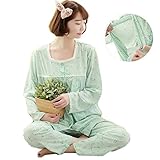 [XINXIKEJI]パジャム　寝巻き　レディース　部屋着　長袖　肌着　ロングパンツ　普段着　寝間着　春　綿　上下セット　マタニティウェア　授乳服　ルームウェア　XXL