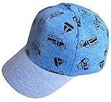 EOZY 可愛い 赤ちゃん ハット キッズキャップ ベビーハット 野球帽 男の子 子供用 柔らかい 車プリント お出かけ 日除け帽子 カジュアル ブルー 52cm
