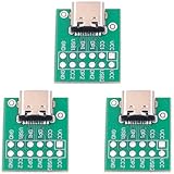 RASBEE 3個 Type C USB からDIPボード 2.54 mm 12ピン DIPボードへのTYPE-C USBインタフェース TYPE Cタイプコネクタソケット データケーブルアダプタボード SMTからDIPへ 変換器 Type C to DIP (12Pin)
