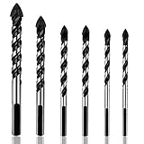 6 PCSタングステンカーバイドチップドリルビットセット、AFUNTAマルチ材料ツイストドリルビットコンクリートタイル、レンガ、ガラス、プラスチック、木材、超硬チップドマンドレル鋸6mm、8mm、10