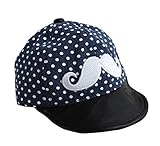 (よキーよ)Yokeeyoベビー用ハット 紐付き　おりまげ つば広 ちょび髭プリント ハンチング 鳥打帽 刺繍 赤ちゃんキャップ アウトドアハット 男女児　紫外線 UVカット 日よけ止め 日焼け防止