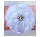 5 Large Lace Peony Sparkly pearl button Flower baby PoshNPretty headband - White by PoshNPretty