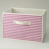 カラーボックス専用整理箱3個組　（ボーダー柄） (ピンク)