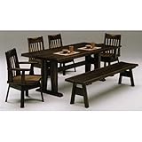 ダイニング テーブル セット 6点 ベンチタイプ 大型　190　WARAKU ダークブラウン