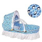 ベッドインベッド　添い寝ベッド おむつ換え　ベビーベッド　持ちやすい　揺りかご　枕と毛布が付き (ブルー)