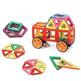 ColorGo 磁石ブロック 立体パズル 子供おもちゃ 積み木 車輪 2個（50ピース） 知育玩具 お祝いプレゼント