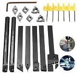 7pcs 10mm シャンク旋盤旋削工具ホルダボーリングバー超硬インサート MGEHR1010/SER1010H11/SCLCR