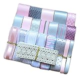 楽MoMo リボン セット 詰合せ ハンドメイド 手芸 DIY 花束 ギフト ラッピング 包装 (ピンク×シルバー)