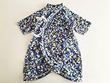 bebe couture(ベベクチュールベビー用品専門店)日本製ガーゼのロンパース肌着モザイクブルー60-70ｃｍコットンダブルガーゼ100％